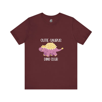 Ankylosaurus Cutie Saurus Dino Club Pink - White Graphic - Unisex Jersey Short Sleeve Tee Super Comfy Dino T-Shirt Gift