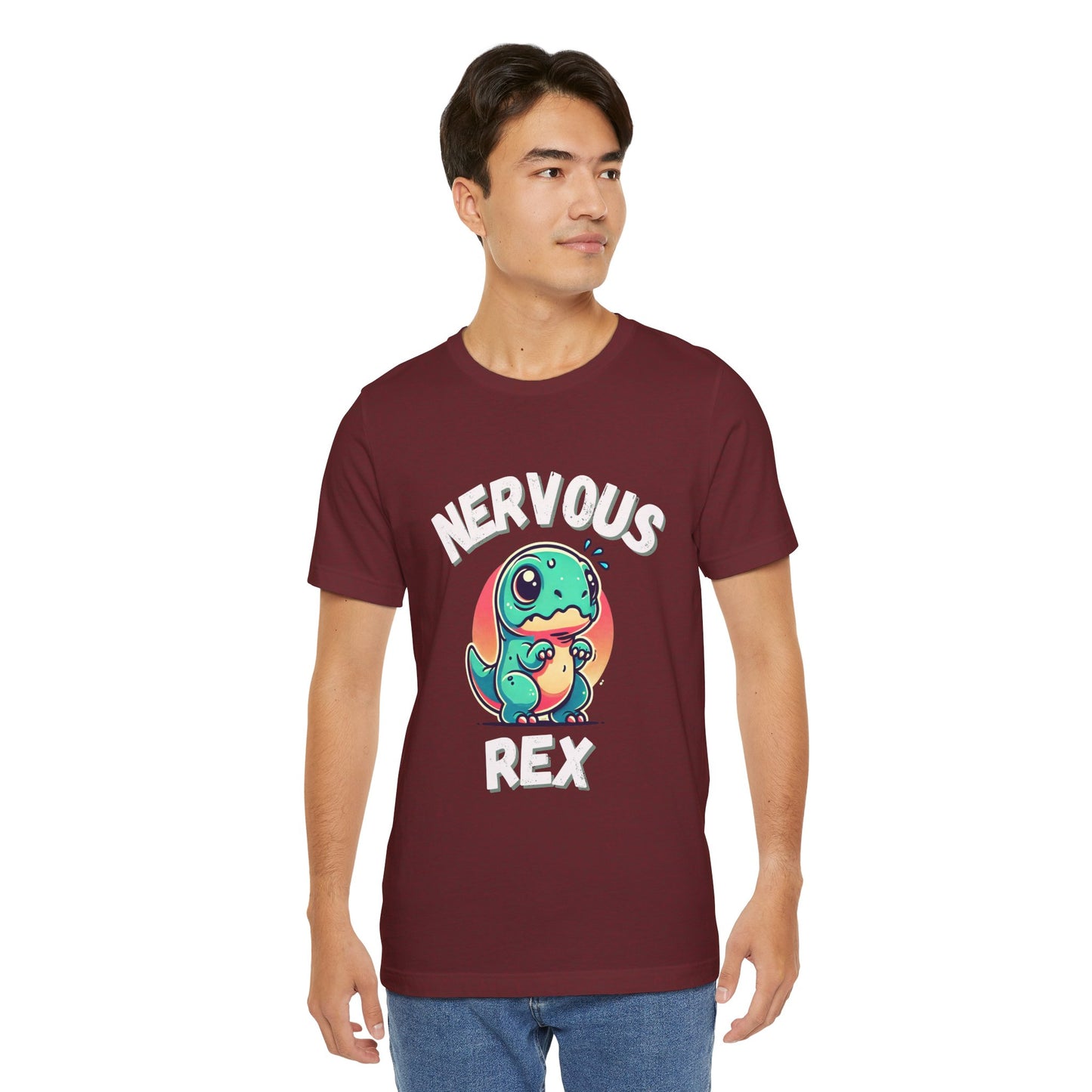 Nervous Rex Unisex T-Shirt – Cute & Funny Unisex Dinosaur Tee for All Dino Lovers