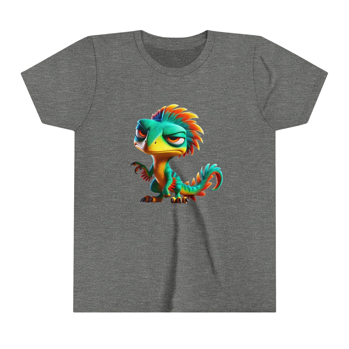 Youth Colorful & Feisty Velociraptor  – Unleash the Attitude!- Unisex Jersey Short Sleeve Tee Super Comfy Dino T-Shirt Gift