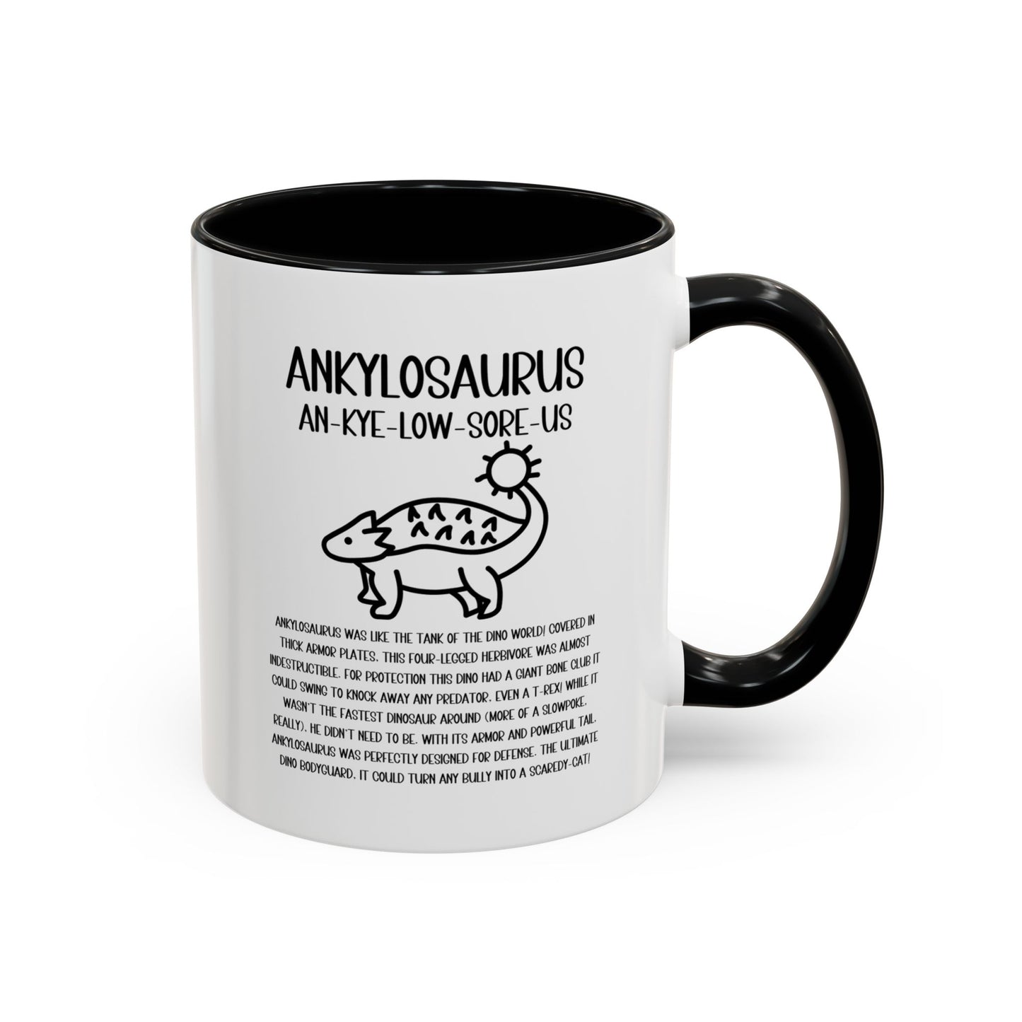 Cute Ankylosaurus Mug with Detailed Black Graphic Amazing Gift for the Dino Lovers in your life