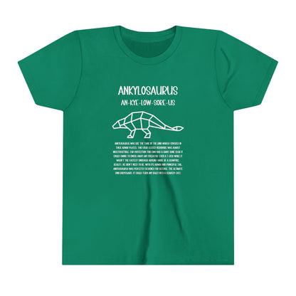 Youth Polygon Ankylosaurus T-Shirt with Detailed White Graphics - Unisex Jersey Short Sleeve Tee Super Comfy Dino T-Shirt Gift