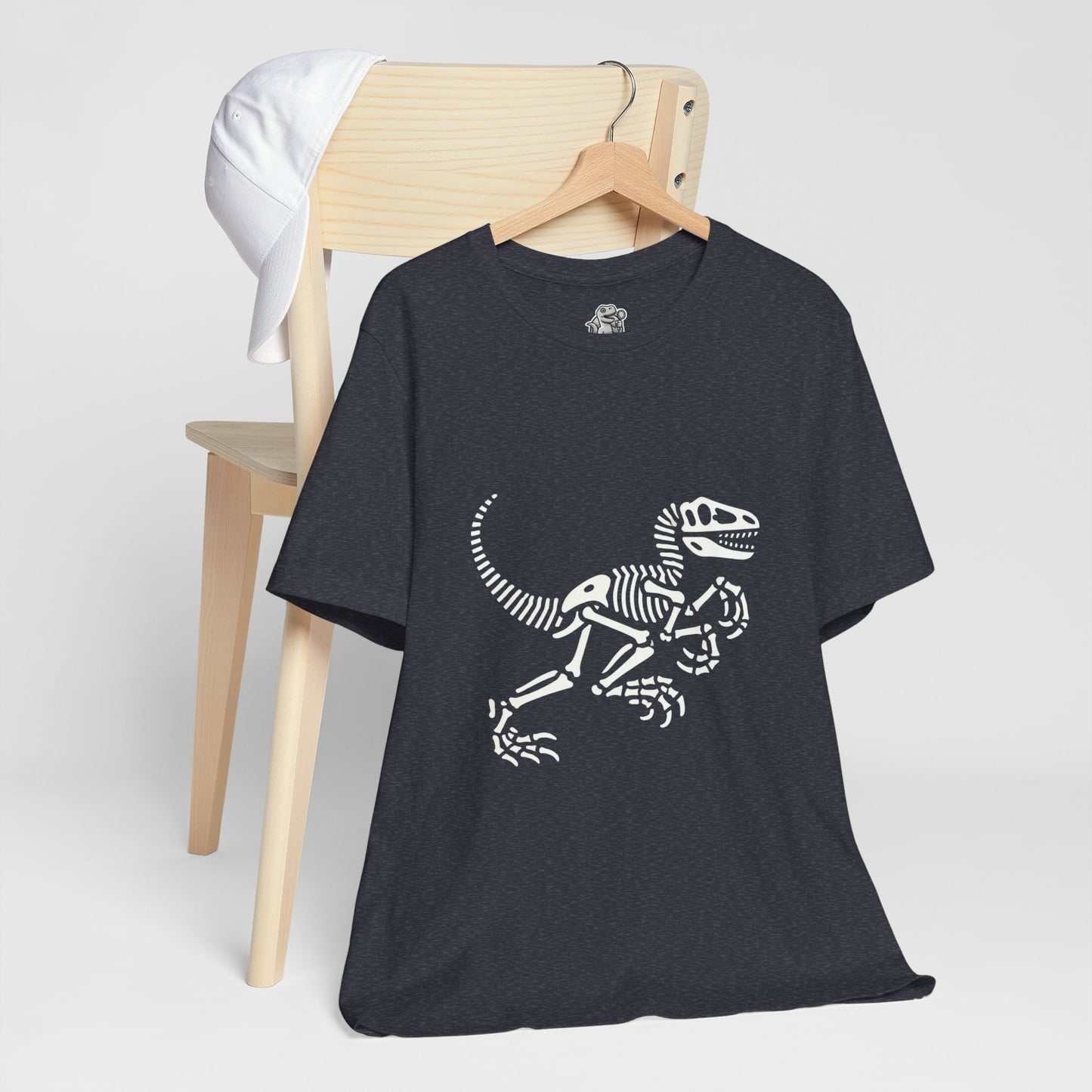 Minimalist Velociraptor Skeleton Tee – Classic Fossil Fun for Dino Fans! 🦖💀🦴 - Unisex Jersey Short Sleeve Tee Super Comfy Dino T-Shirt Gift