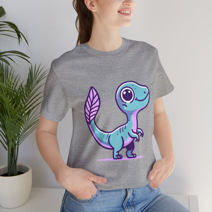 Adorable Pastel Velociraptor Tee – Cute Dino Vibes in Aqua & Lavender! 🦕💜💙 - Unisex Jersey Short Sleeve Tee Super Comfy Dino T-Shirt Gift