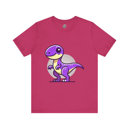 Purple Solar Cartoon Velociraptor - Unisex Jersey Short Sleeve Tee Super Comfy Dino T-Shirt Gift