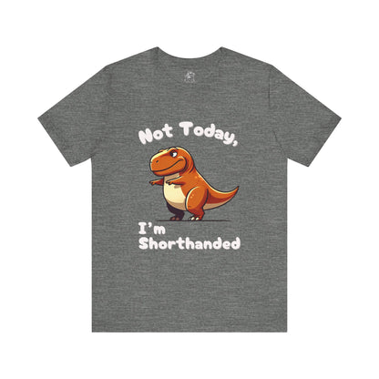 Chubby Not Today, I’m ShorthandedUnisex T-Shirt – Cute Floral Dino Design with Stegosaurus & Triceratops