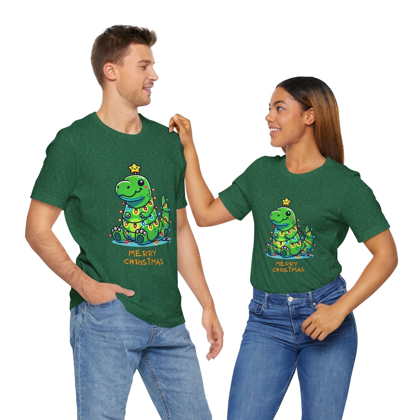 Merry Christmas - Tree Rex Jerry - Unisex Jersey Short Sleeve Tee Super Comfy Dino T-Shirt Gift