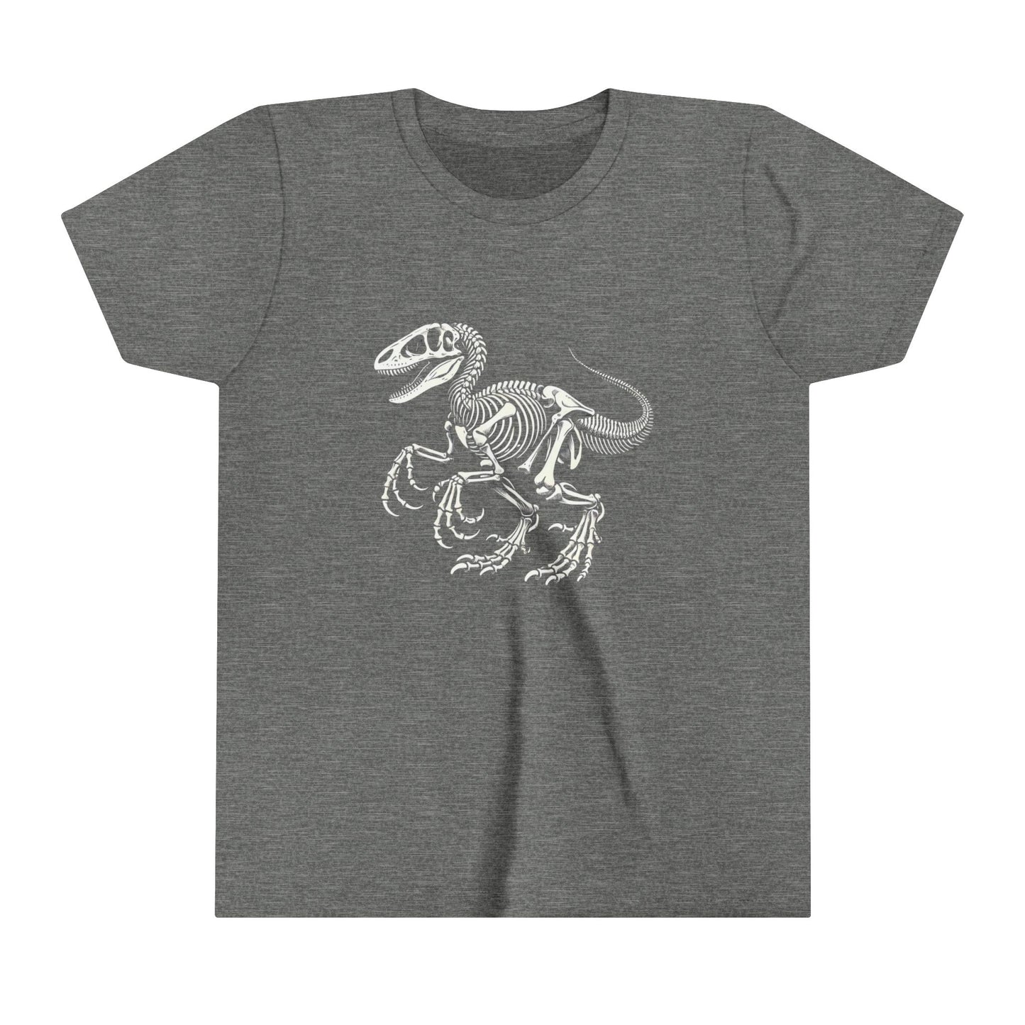 Youth Velociraptor Fossil Skeleton Tee – Bold & Authentic Prehistoric Style! 🦖🦴✨- Unisex Jersey Short Sleeve Tee Super Comfy Dino T-Shirt Gift