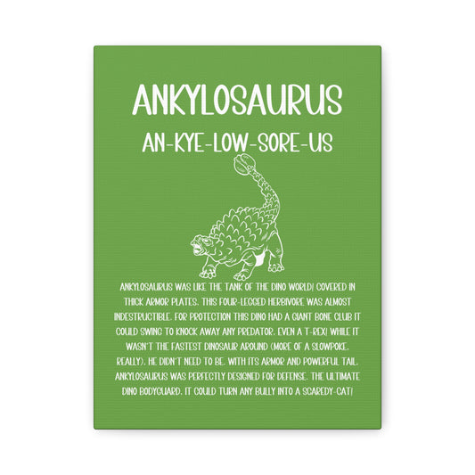 Defensive Ankylosaurus Vertical Matte Canvas Green, Stretched, 1.25" Amazing Gift for the Dino Lover in your life