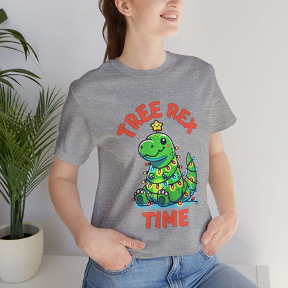 Tree Rex Time Christmas Jerry - Unisex Jersey Short Sleeve Tee Super Comfy Dino T-Shirt Gift