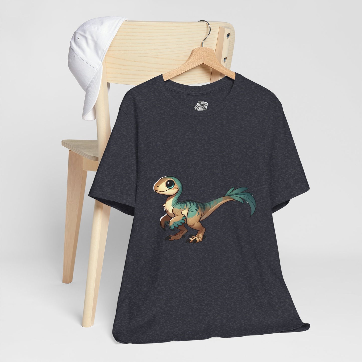 Sweet Baby Velociraptor Tee – Gentle Dino Charm in Soft Teal & Tan! 🦖💚✨ - Unisex Jersey Short Sleeve Tee Super Comfy Dino T-Shirt Gift