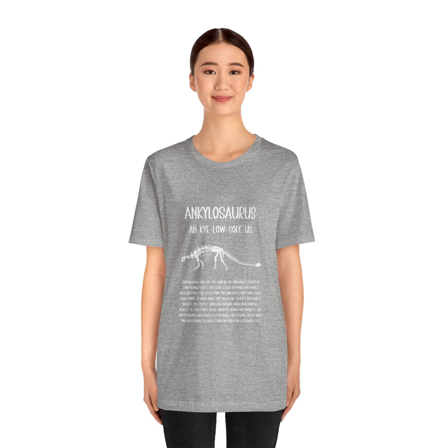 Fossil Ankylosaurus Detailed with White Graphics- Unisex Jersey Short Sleeve Tee Super Comfy Dino T-Shirt Gift