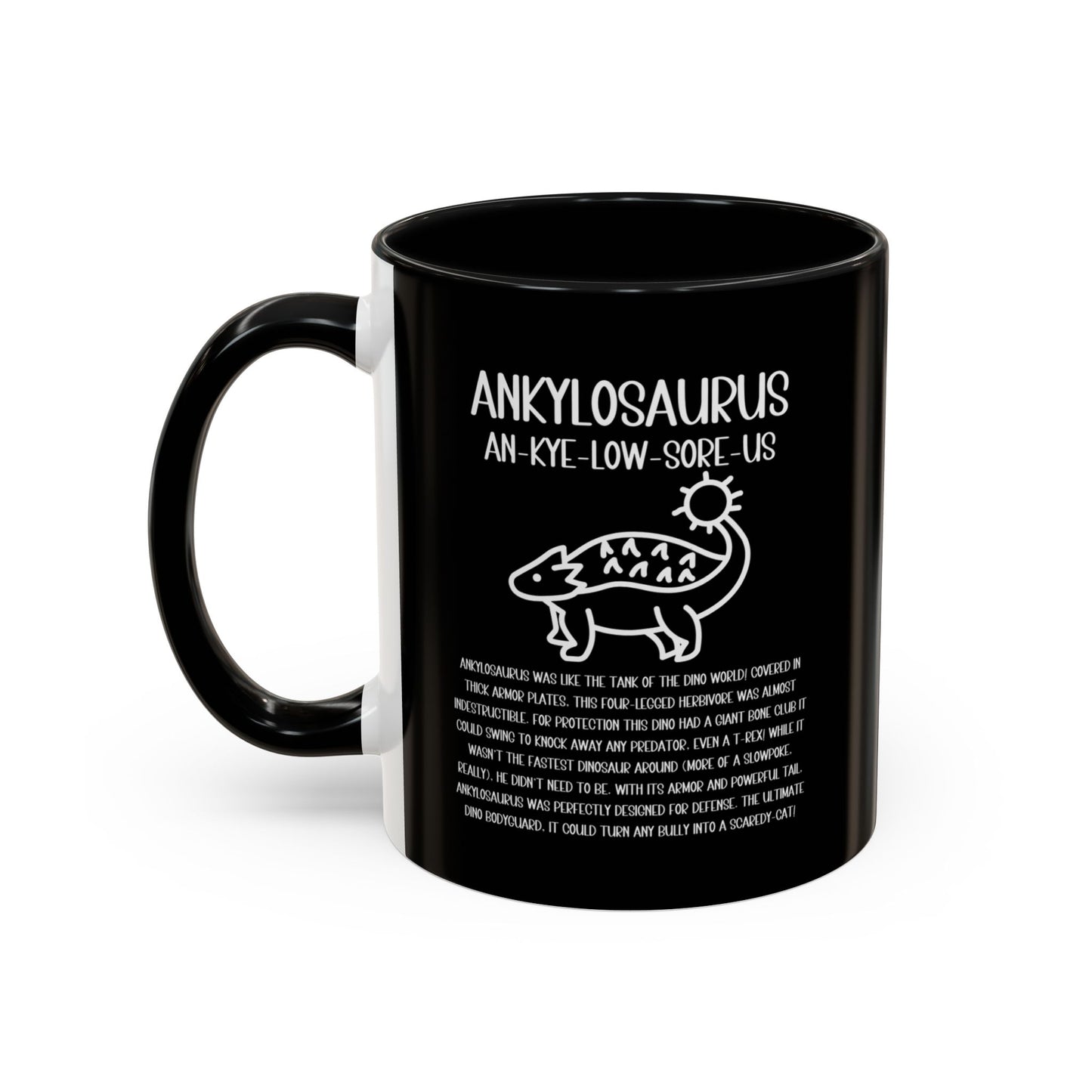 Cute Ankylosaurus Mug with Detailed White Graphic Amazing Gift for the Dino Lovers in your life