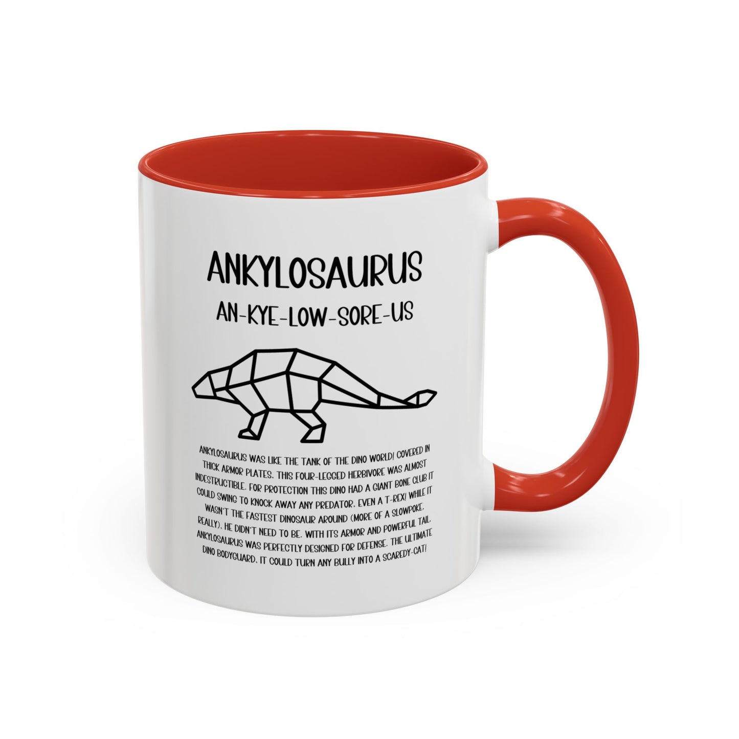 Polygon Ankylosaurus Mug with Detailed Black Graphic Amazing Gift for the Dino Lovers in your life