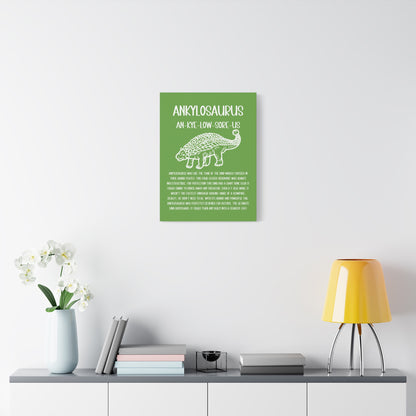 Outlined Ankylosaurus Vertical Matte Canvas Green, Stretched, 1.25" Amazing Gift for the Dino Lover in your life