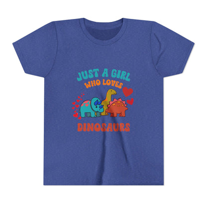 Just a Girl Who Loves Dinosaurs Youth Size T-Shirt Stem Tweens and Teens who Love Dinosaurs Tshirts