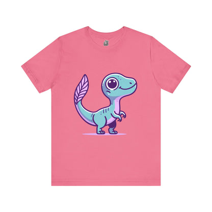 Adorable Pastel Velociraptor Tee – Cute Dino Vibes in Aqua & Lavender! 🦕💜💙 - Unisex Jersey Short Sleeve Tee Super Comfy Dino T-Shirt Gift