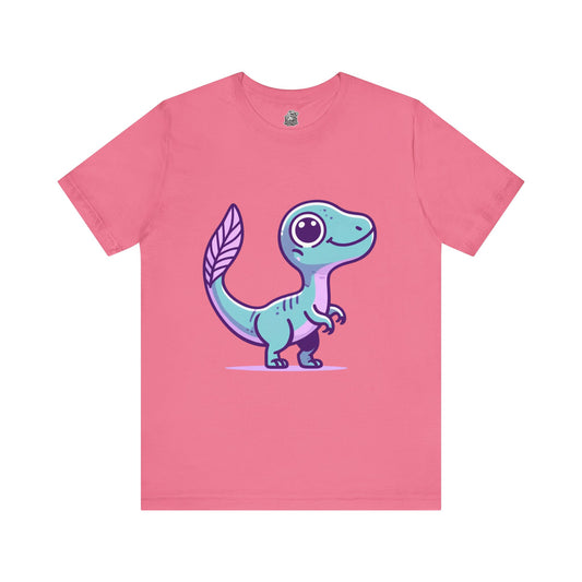 Adorable Pastel Velociraptor Tee – Cute Dino Vibes in Aqua & Lavender! 🦕💜💙 - Unisex Jersey Short Sleeve Tee Super Comfy Dino T-Shirt Gift