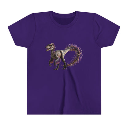 Youth Majestic Feathered Velociraptor Tee – Fierce, Fabulous, and Full of Flair! 🦖💜✨ - Unisex Jersey Short Sleeve Tee Super Comfy Dino T-Shirt Gift