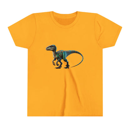 Youth Vibrant Velociraptor Adventure Tee – Unleash Your Inner Dino Explorer with Fierce Style! 🦖🌈 - Unisex Jersey Short Sleeve Tee Super Comfy Dino T-Shirt Gift