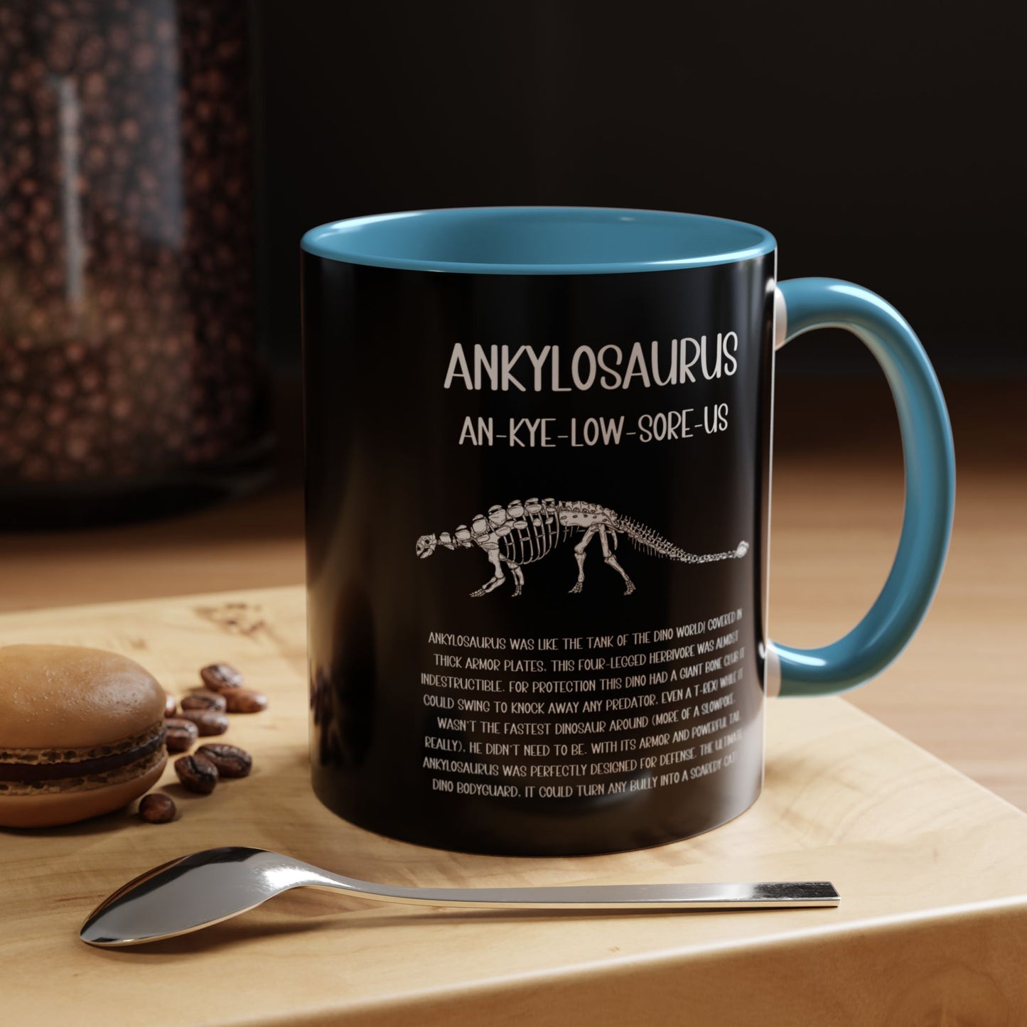 Fossil Ankylosaurus Mug with Detailed White Graphic Amazing Gift for the Dino Lovers in your life