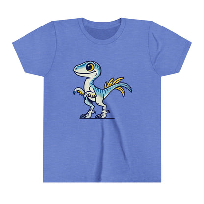 YouthPlayful Blue & Yellow Velociraptor Tee – Dino Fun for All Ages! 🦖💙💛 - Unisex Jersey Short Sleeve Tee Super Comfy Dino T-Shirt Gift