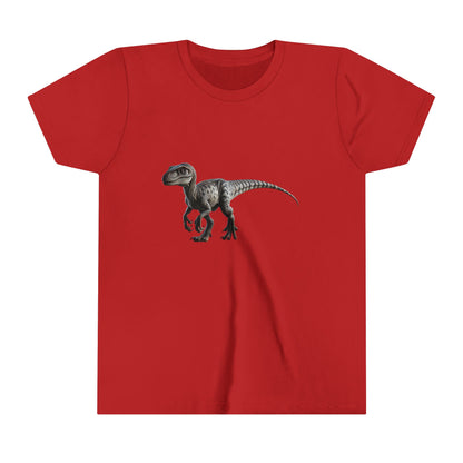 Youth Epic Velociraptor Tee – Unleash the Dino in You! 🦖🍃🧡 - Unisex Jersey Short Sleeve Tee Super Comfy Dino T-Shirt Gift