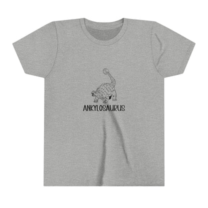 Youth Defensive Ankylosaurus T-Shirt with Black Graphics - Unisex Jersey Short Sleeve Tee Super Comfy Dino T-Shirt Gift