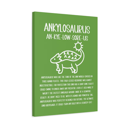 Cute Ankylosaurus Vertical Matte Canvas Green, Stretched, 1.25" Amazing Gift for the Dino Lover in your life