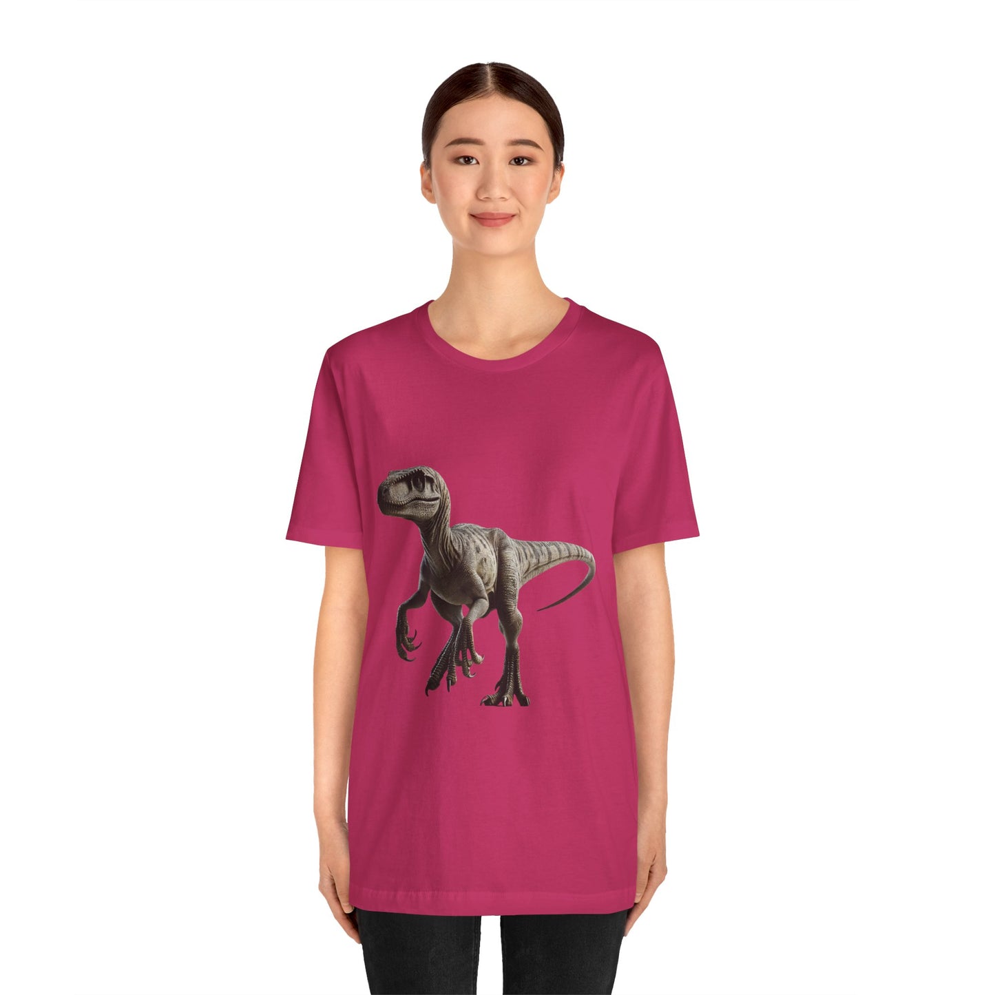 Brown Tone Theatrical Velociraptor - Unisex Jersey Short Sleeve Tee Super Comfy Dino T-Shirt Gift