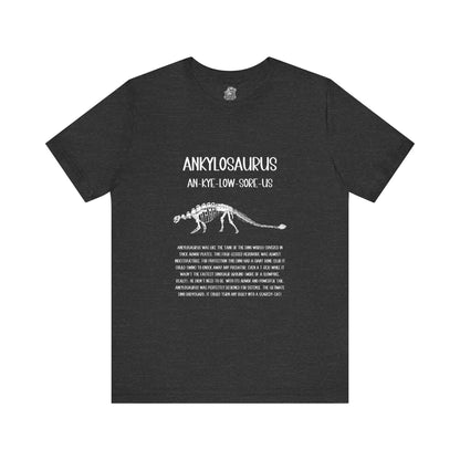 Fossil Ankylosaurus Detailed with White Graphics- Unisex Jersey Short Sleeve Tee Super Comfy Dino T-Shirt Gift