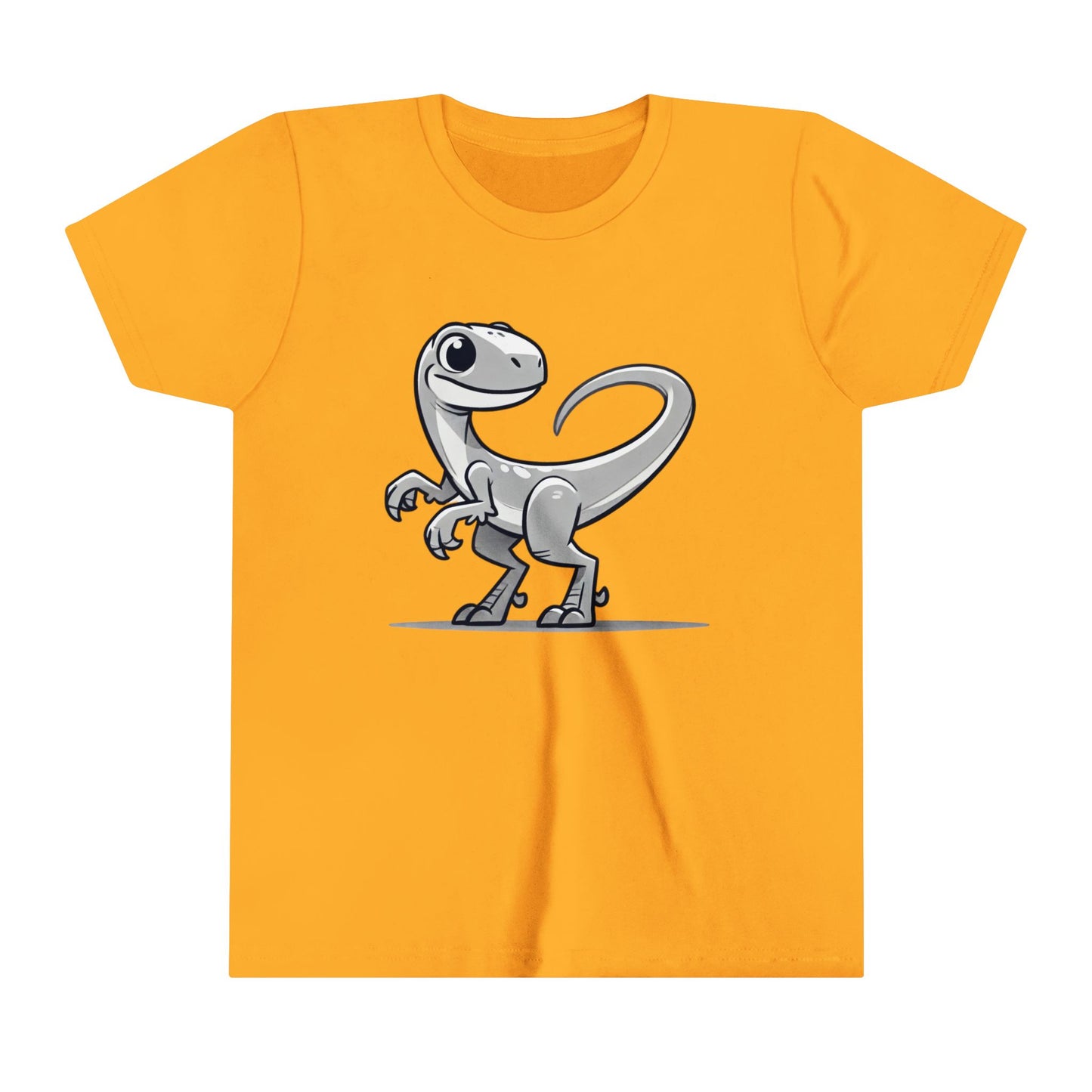 Youth Cute Velociraptor Cartoon Tee – Dino Fun for All Ages! 🦖✨ - Unisex Jersey Short Sleeve Tee Super Comfy Dino T-Shirt Gift