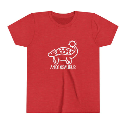 Youth Cute Ankylosaurus T-Shirt with White Graphics - Unisex Jersey Short Sleeve Tee Super Comfy Dino T-Shirt Gift