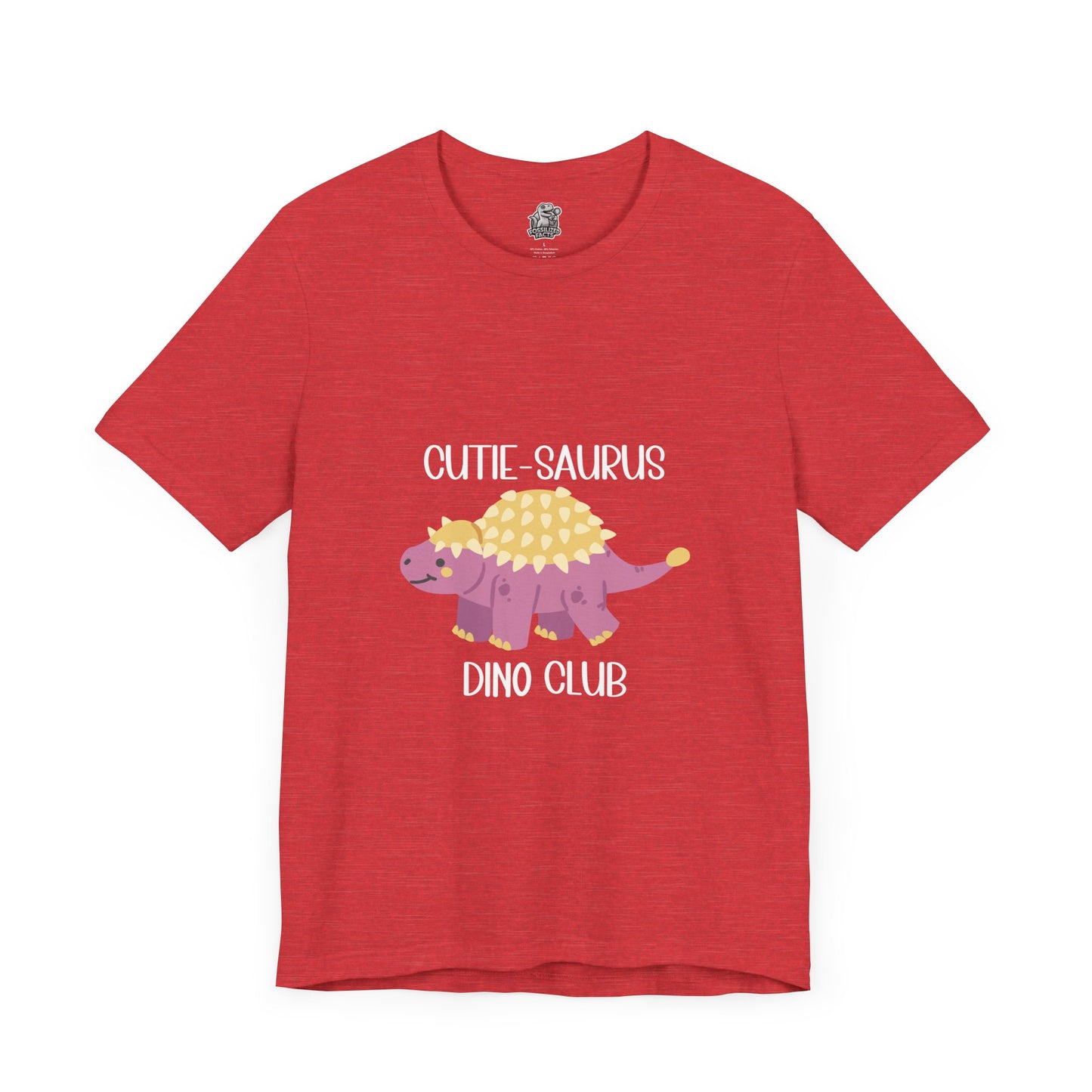 Ankylosaurus Cutie Saurus Dino Club Pink - White Graphic - Unisex Jersey Short Sleeve Tee Super Comfy Dino T-Shirt Gift