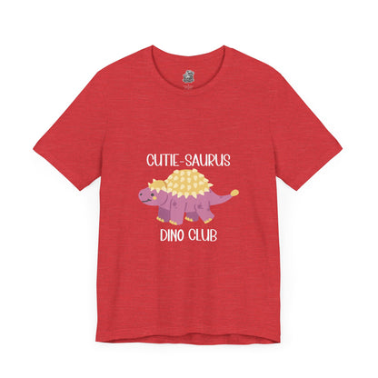 Ankylosaurus Cutie Saurus Dino Club Pink - White Graphic - Unisex Jersey Short Sleeve Tee Super Comfy Dino T-Shirt Gift