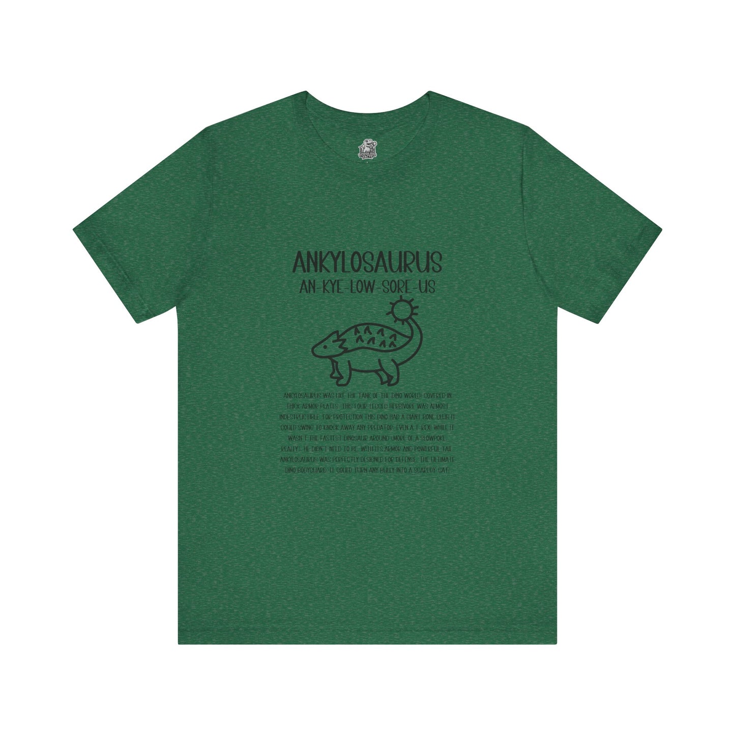 Cute Ankylosaurus Detailed with Black Graphics - Unisex Jersey Short Sleeve Tee Super Comfy Dino T-Shirt Gift