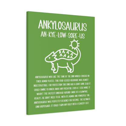 Cute Ankylosaurus Vertical Matte Canvas Green, Stretched, 1.25" Amazing Gift for the Dino Lover in your life