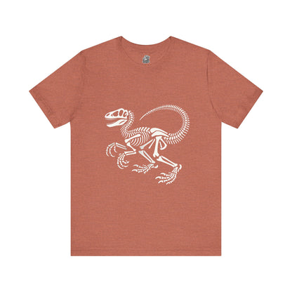 Classic Velociraptor Skeleton Tee – Bold Fossil Design for Dino Fans! 🦖🦴⚒️ - Unisex Jersey Short Sleeve Tee Super Comfy Dino T-Shirt Gift