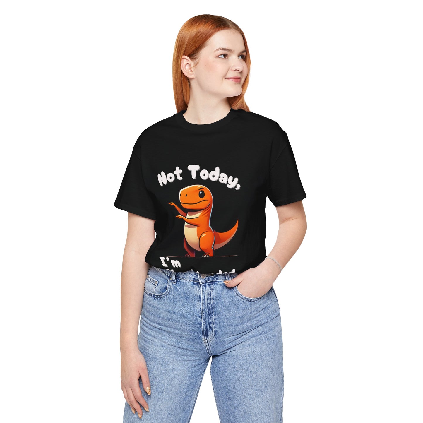 Not Today, I’m Shorthanded Unisex T-Shirt – Playful Orange T-Rex with Tiny Arms Design