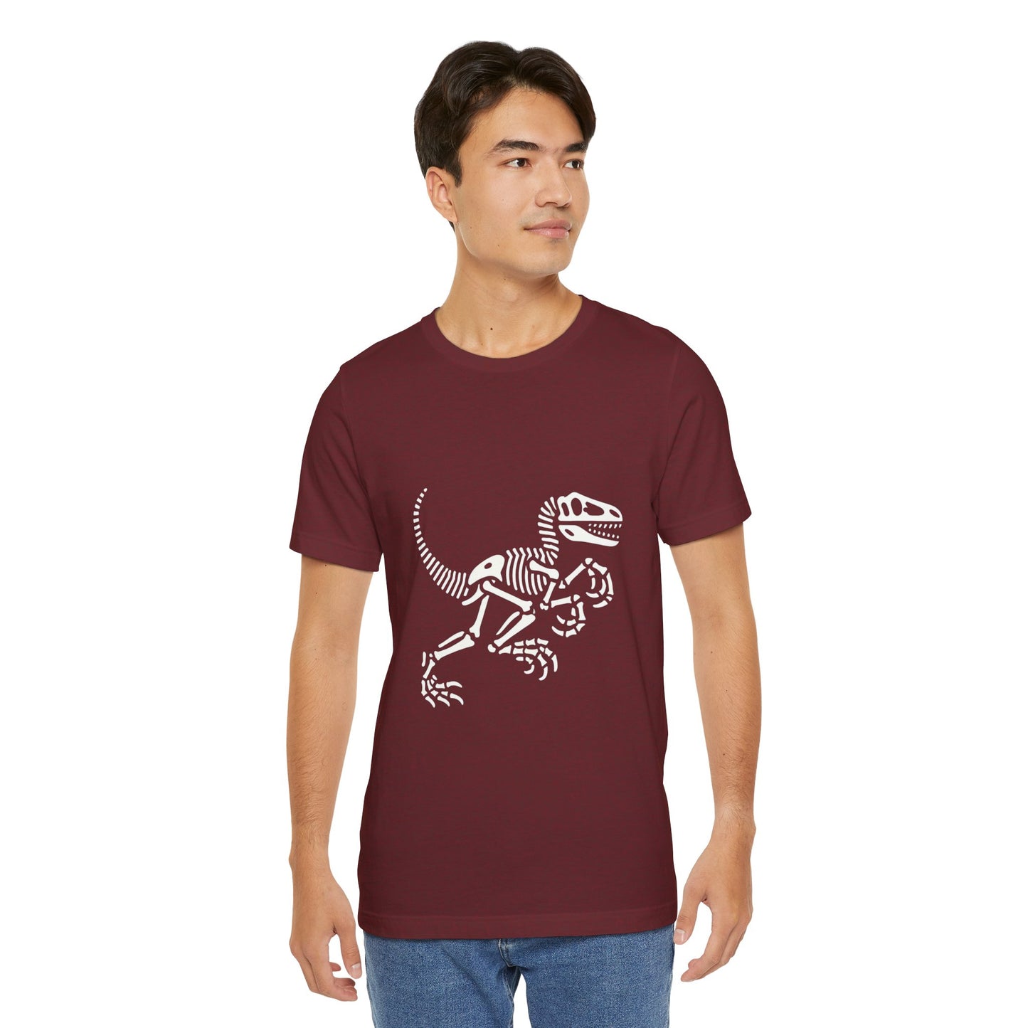 Minimalist Velociraptor Skeleton Tee – Classic Fossil Fun for Dino Fans! 🦖💀🦴 - Unisex Jersey Short Sleeve Tee Super Comfy Dino T-Shirt Gift