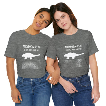 Ankylosaurus Detailed with White Graphics- Unisex Jersey Short Sleeve Tee Super Comfy Dino T-Shirt Gift