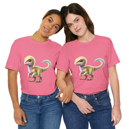 Fluffy Pastel Baby Velociraptor T-Shirt - Unisex Jersey Short Sleeve Tee Super Comfy Dino T-Shirt Gift