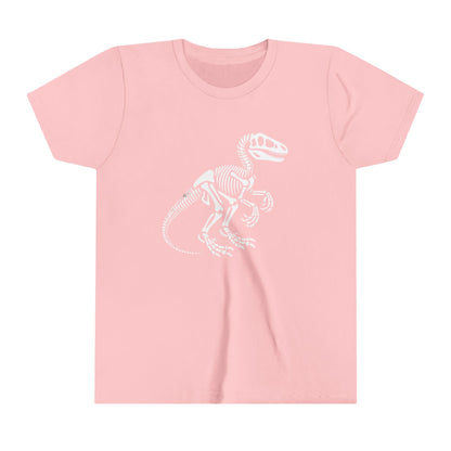 Youth Velociraptor Skeleton Tee – Bold Fossil Graphic for Dinosaur Lovers! 🦖🦴✨ - Unisex Jersey Short Sleeve Tee Super Comfy Dino T-Shirt Gift