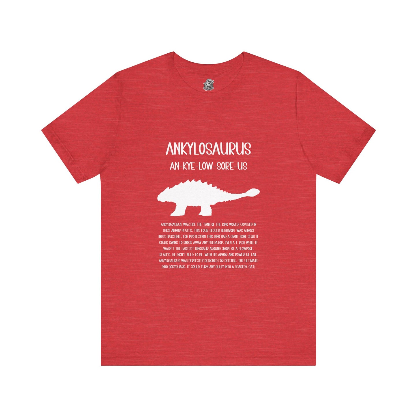 Ankylosaurus Detailed with White Graphics- Unisex Jersey Short Sleeve Tee Super Comfy Dino T-Shirt Gift