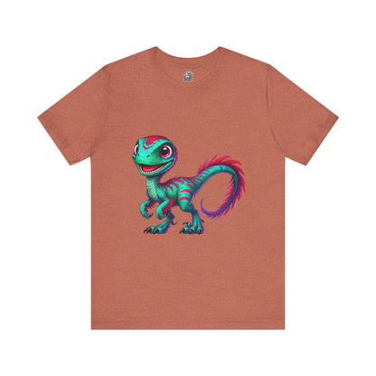 Bright & Bold Velociraptor Tee – Stand Out with Dino Style! 🦖💜💚 - Unisex Jersey Short Sleeve Tee Super Comfy Dino T-Shirt Gift