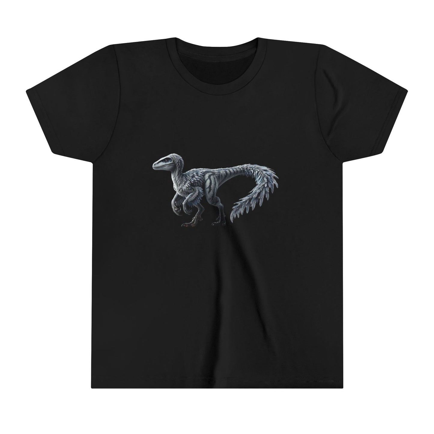 Youth Stunning Feathered Velociraptor Tee – Bold Jungle Colors & Fierce Dino Style! 🦖🍂🌌 - Unisex Jersey Short Sleeve Tee Super Comfy Dino T-Shirt Gift