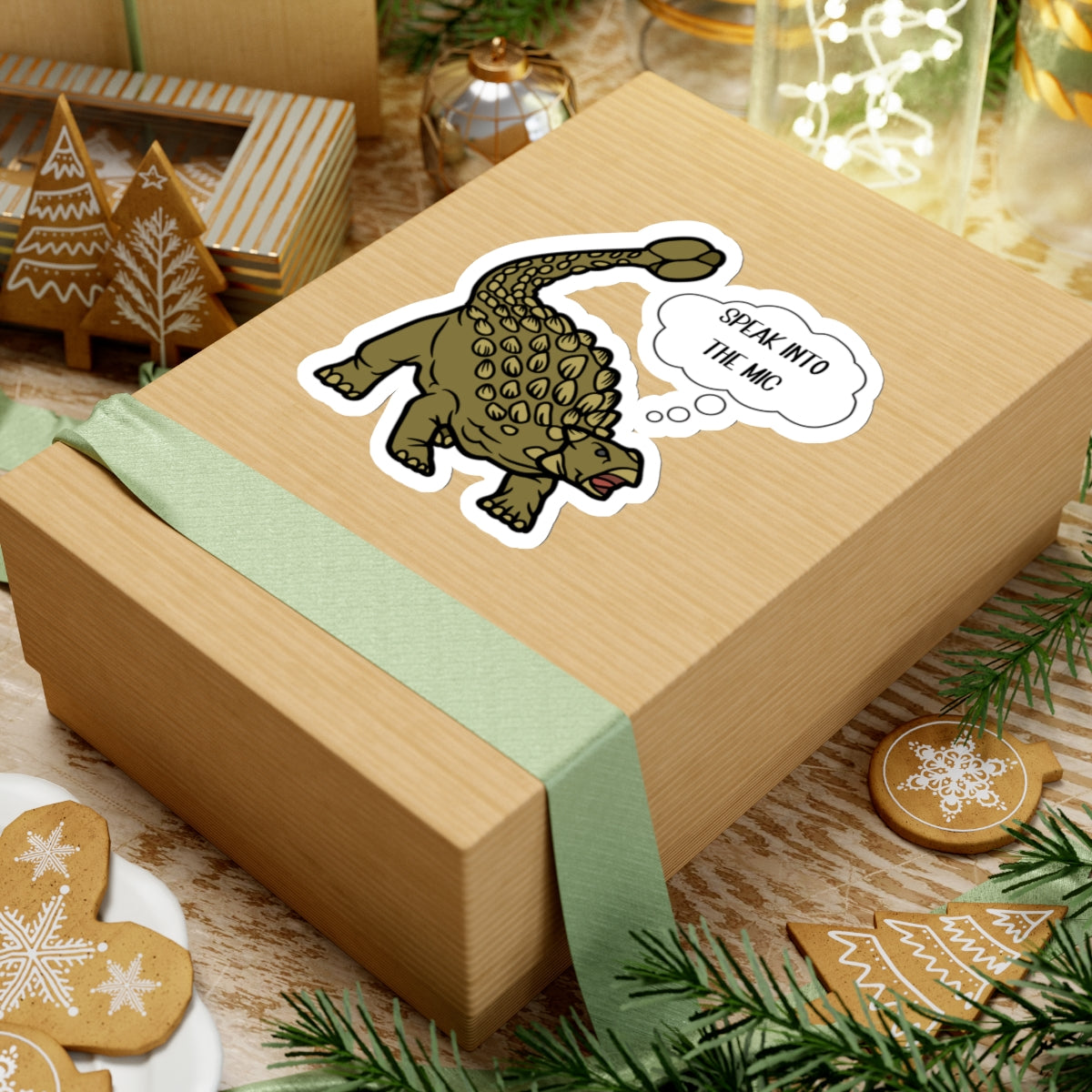 Speak Into the Mic -  Ankylosaurus - Amazing Kiss-Cut Sticker Gift to dino decorate any surface