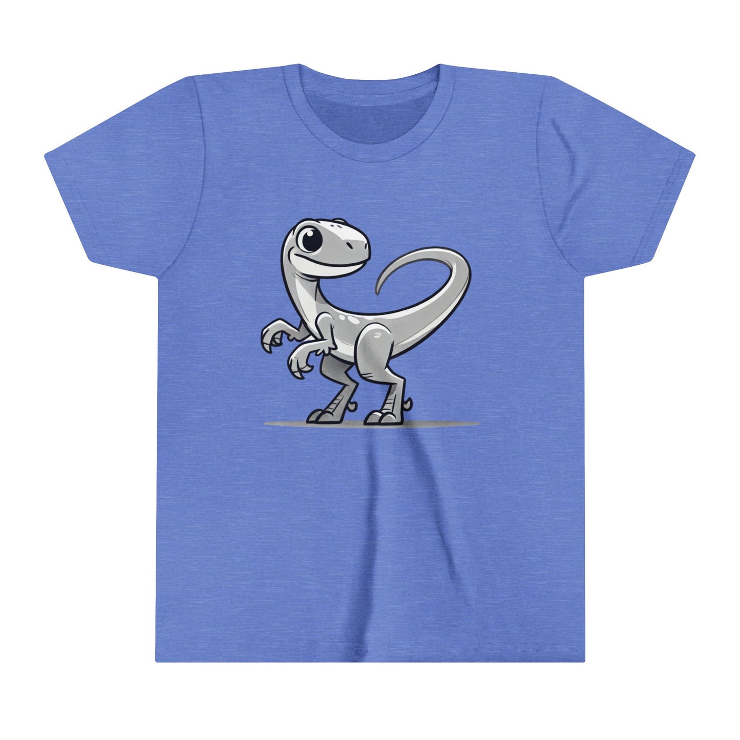 Youth Cute Velociraptor Cartoon Tee – Dino Fun for All Ages! 🦖✨ - Unisex Jersey Short Sleeve Tee Super Comfy Dino T-Shirt Gift