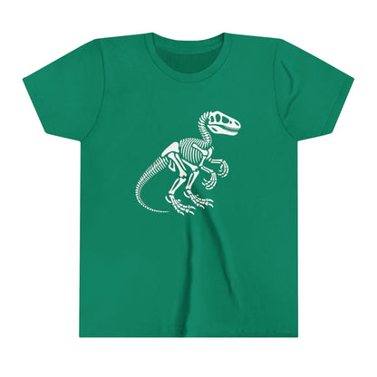 Youth Velociraptor Skeleton Tee – Bold Fossil Graphic for Dinosaur Lovers! 🦖🦴✨ - Unisex Jersey Short Sleeve Tee Super Comfy Dino T-Shirt Gift