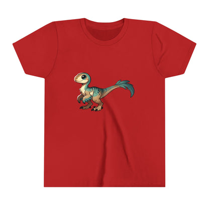 Youth Adorable Baby Velociraptor Tee – Cuteness Overload for Dino Lovers! 🦖💚✨ - Unisex Jersey Short Sleeve Tee Super Comfy Dino T-Shirt Gift