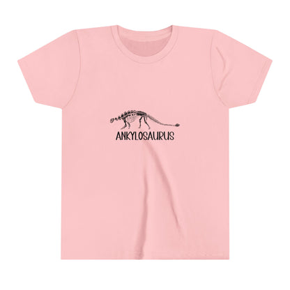 Youth Fossil Ankylosaurus T-Shirt with Black Graphics - Unisex Jersey Short Sleeve Tee Super Comfy Dino T-Shirt Gift